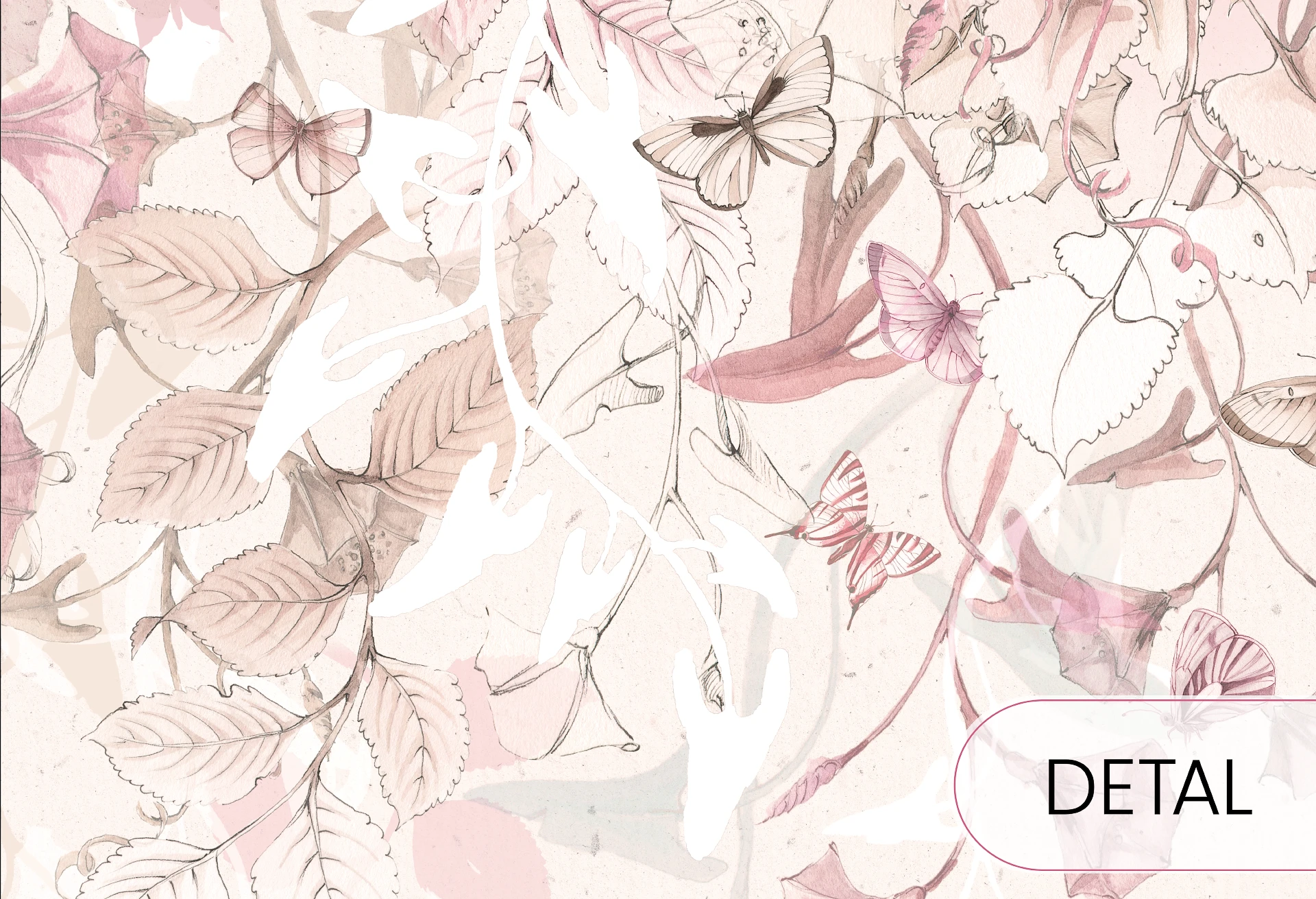 BUTTERFLIES - rose - romantyczna tapeta dla dziewczynki