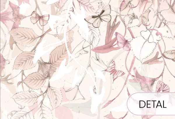 BUTTERFLIES - rose - romantyczna tapeta dla dziewczynki - detal