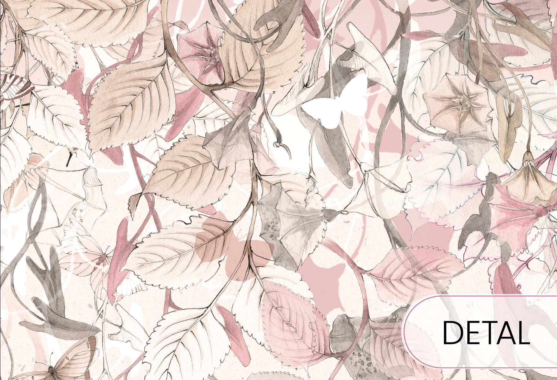 BUTTERFLIES - rose - romantyczna tapeta dla dziewczynki