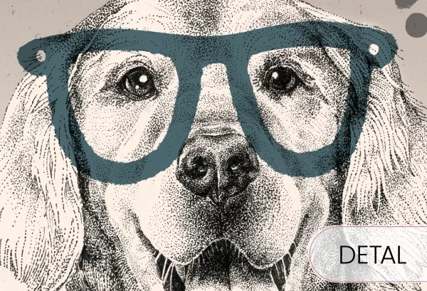 DOGGIES - mustard - tapeta do pokoju dla chłopca z rasami psów - detal