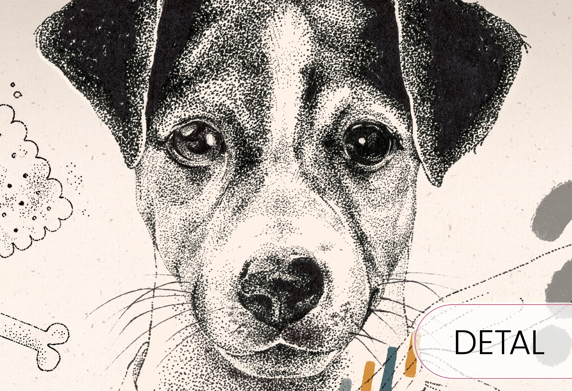 DOGGIES - mustard - tapeta do pokoju dla chłopca z rasami psów