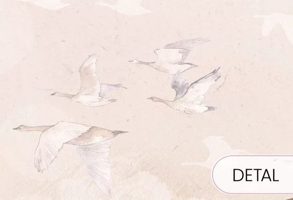 DREAM BABY - rose - tapeta do pokoju niemowlaka dziewczynki w chmury i zwierzątka - detal