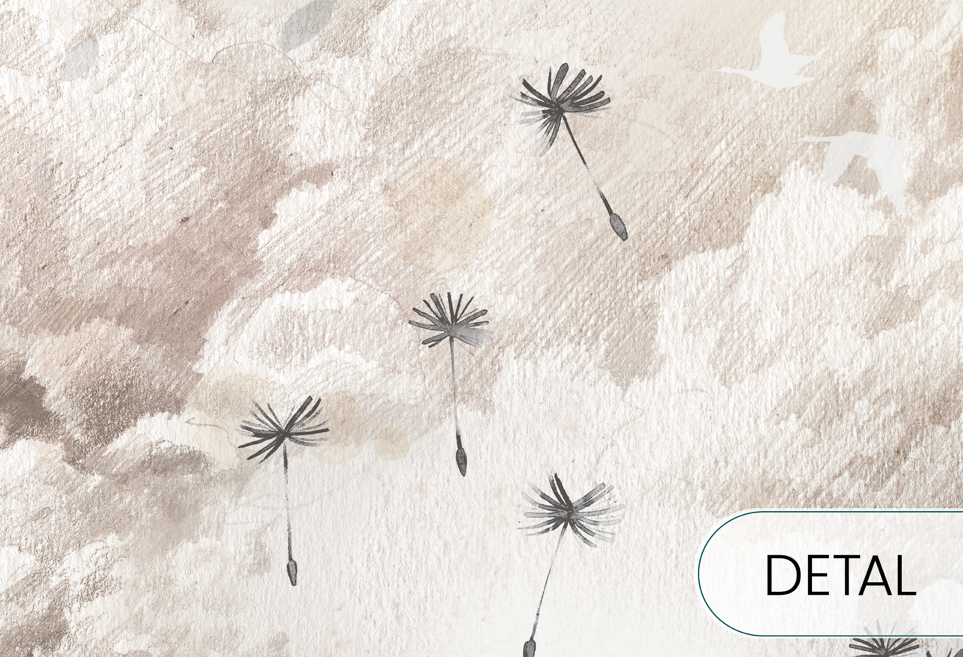 DREAM EVENING - cream white - tapeta do sypialni lub salonu z motywem wędrownych gęsi