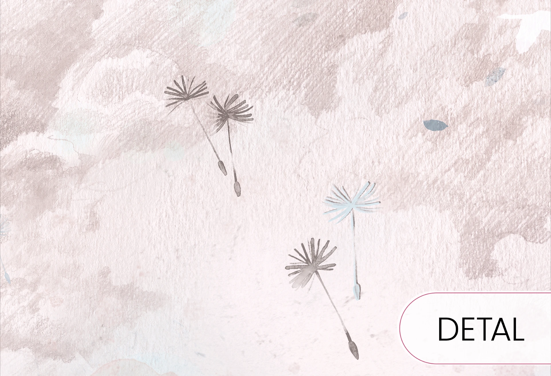 DREAM KIDS - rose - delikatna tapeta dla dziewczynki w chmury i ptaki