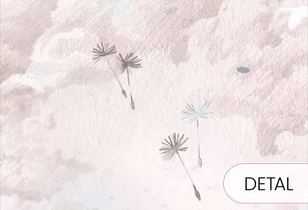 DREAM KIDS - rose - delikatna tapeta dla dziewczynki w chmury i ptaki - detal