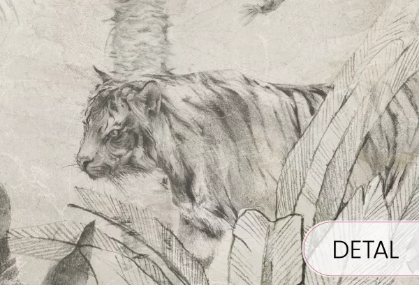 EXOTIC ANIMALS - green - tapeta do salonu w egzotyczne zwierzęta - detal