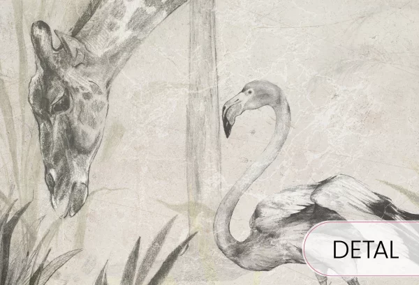 EXOTIC ANIMALS - green - tapeta do salonu w egzotyczne zwierzęta - detal