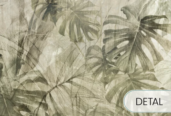 EXOTIC MONSTERA - green - tapeta do salonu lub sypialni w liście monstery - detal