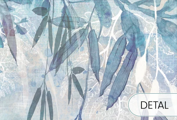FERN GARDEN - blue - tapeta do salonu lub sypialni w paprocie - detal