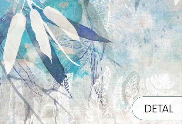 FERN GARDEN - blue - tapeta do salonu lub sypialni w paprocie - detal