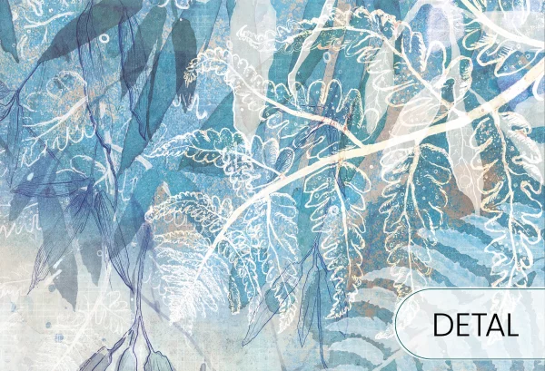 FERN GARDEN - blue - tapeta do salonu lub sypialni w paprocie - detal