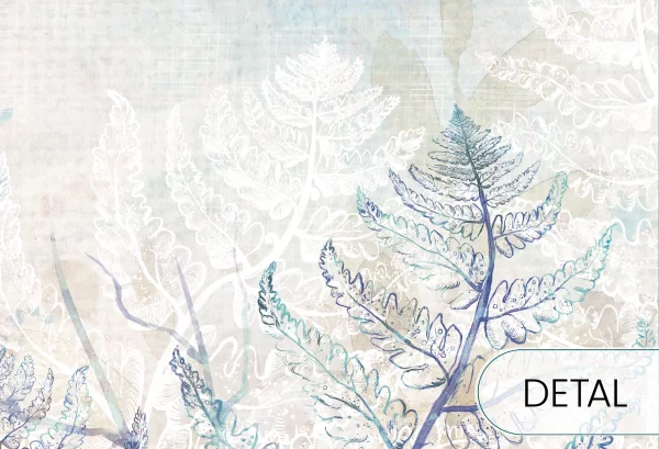 FERN GARDEN - blue - tapeta do salonu lub sypialni w paprocie - detal