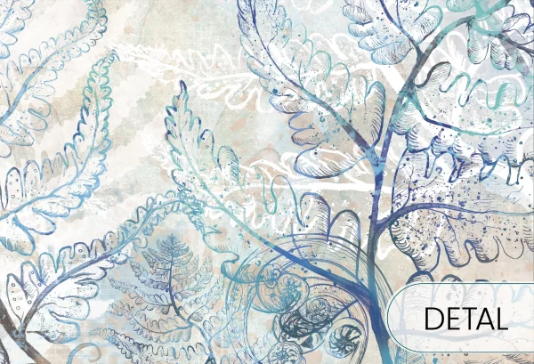 FERN GARDEN - blue - tapeta do salonu lub sypialni w paprocie - detal