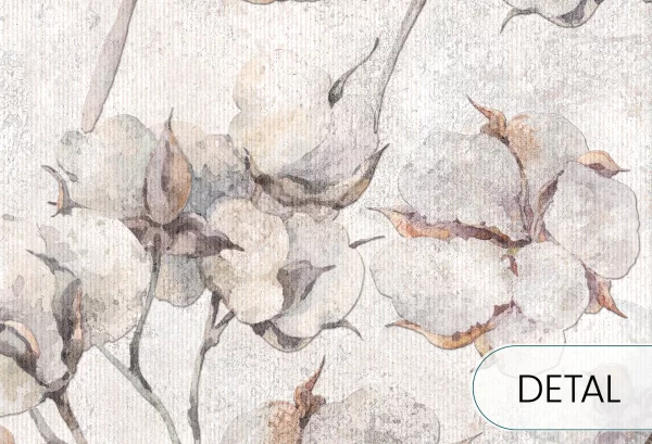 FIELDS OF COTTON - romantyczna tapeta do salonu lub sypialni - detal