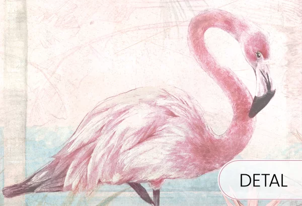 FLAMINGO BAY - intense - tapeta z flamingami do pokoju nastolatki - detal