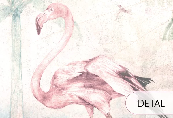 FLAMINGO BAY - intense - tapeta z flamingami do pokoju nastolatki - detal