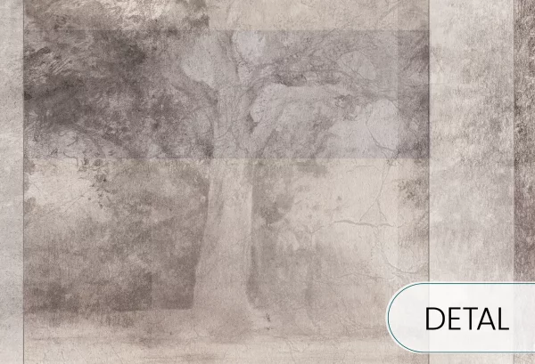 FLORESTA - creme - tapeta do salonu z motywem lasu - detal