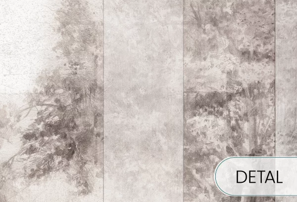 FLORESTA - creme - tapeta do salonu z motywem lasu - detal