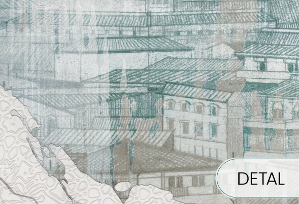 FIRENZE - mint - tapeta urbanistyczna do salonu lub sypialni - detal