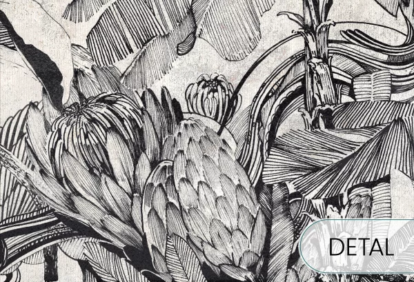 HAVANA - black&white - tapeta leśna do salonu - detal