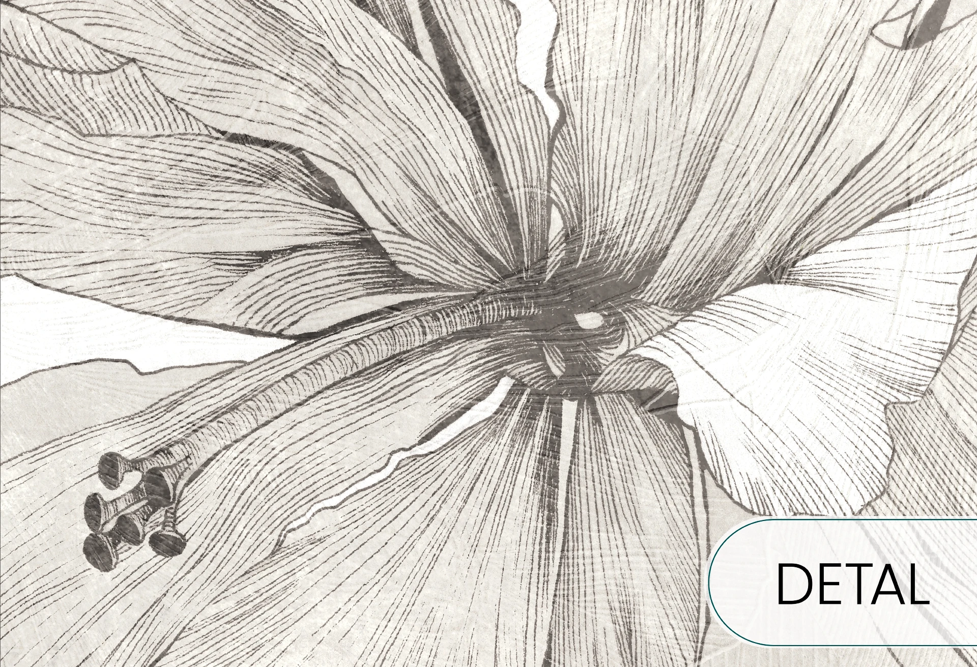 HIBISCUS - grey beige - tapeta w stylu secesyjnym do salonu lub sypialni