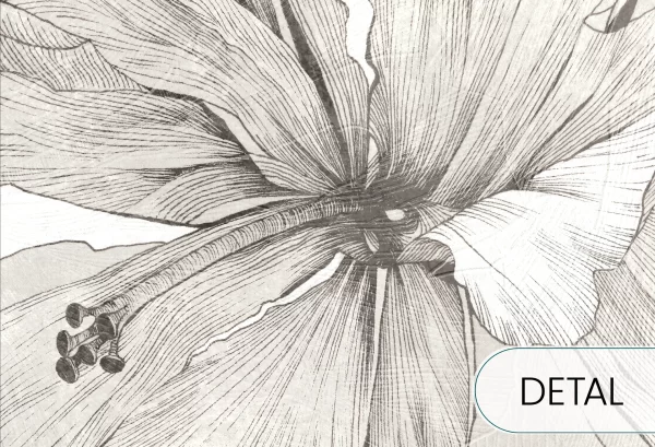 HIBISCUS - grey beige - tapeta w stylu secesyjnym do salonu lub sypialni - detal