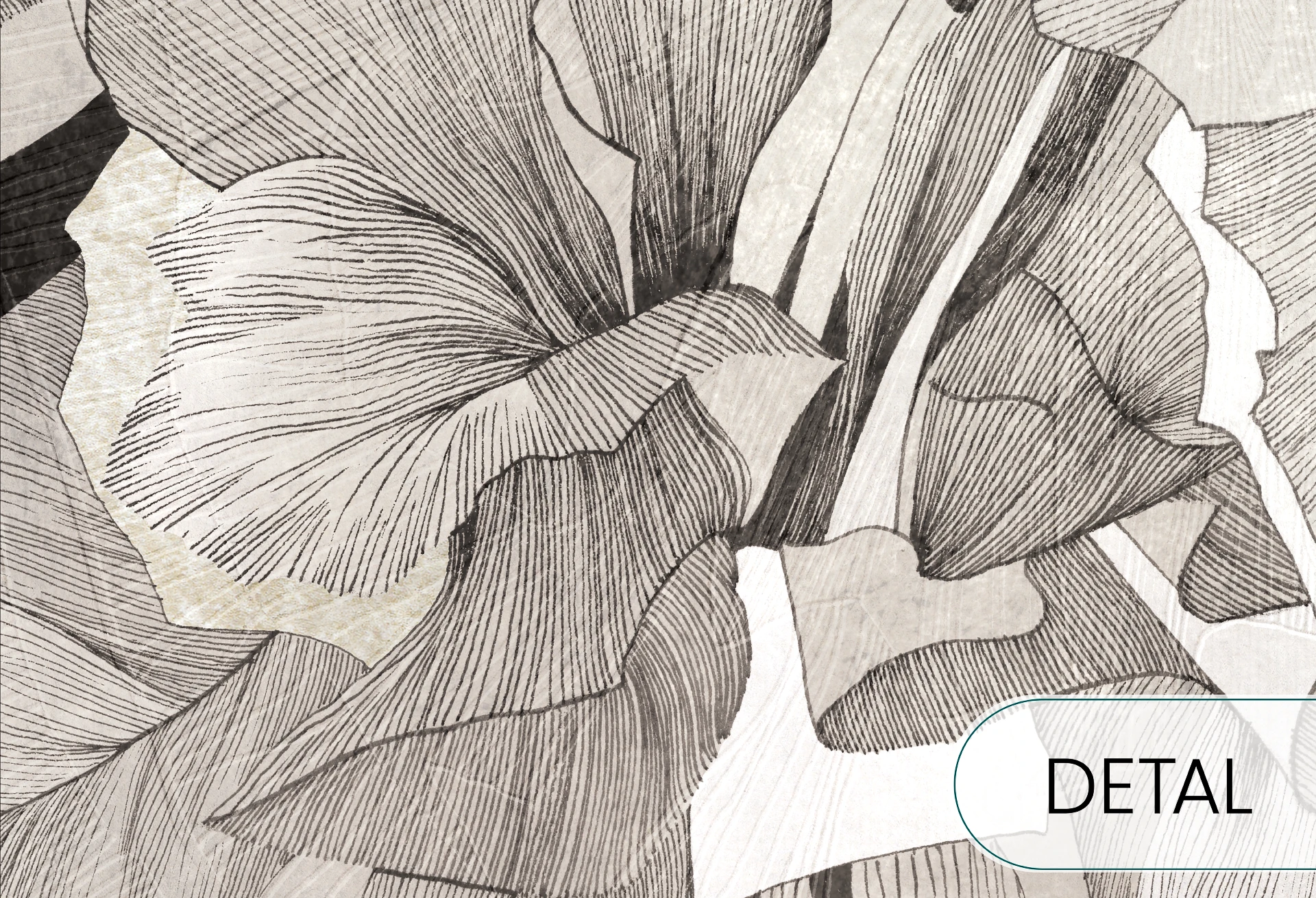 HIBISCUS - grey beige - tapeta w stylu secesyjnym do salonu lub sypialni