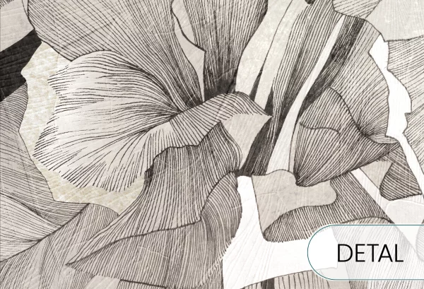 HIBISCUS - grey beige - tapeta w stylu secesyjnym do salonu lub sypialni - detal