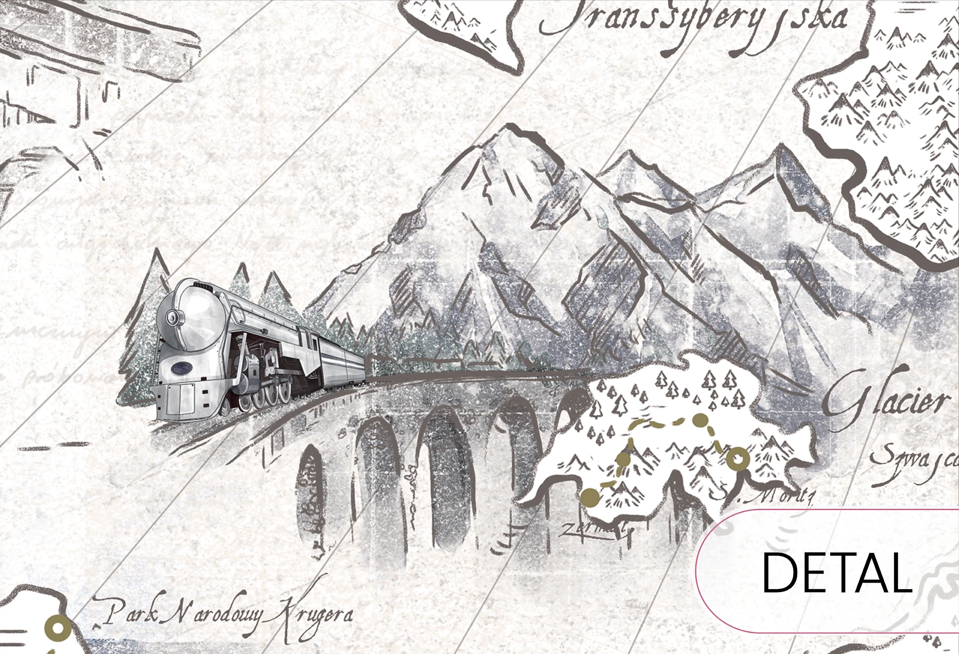 KOLEJE ŚWIATA - tapeta dla chłopca z motywem pociągów