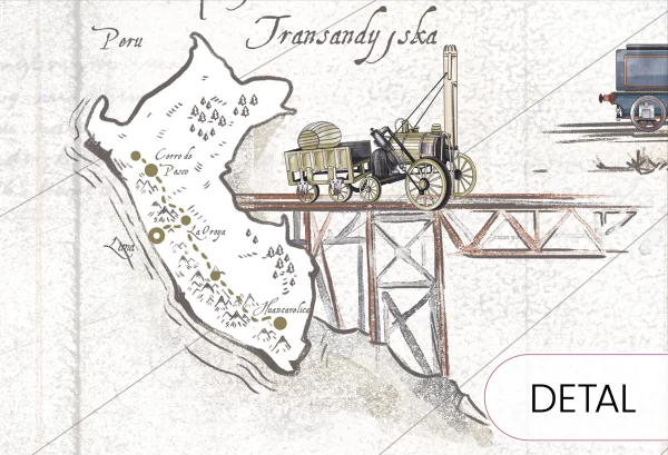 KOLEJE ŚWIATA - tapeta dla chłopca z motywem pociągów - detal