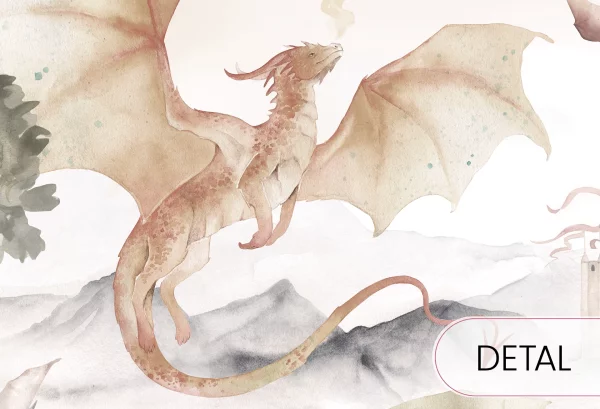 KRÓLESTWO SMOKÓW - tapeta dla dzieci z motywem fantasy - detal