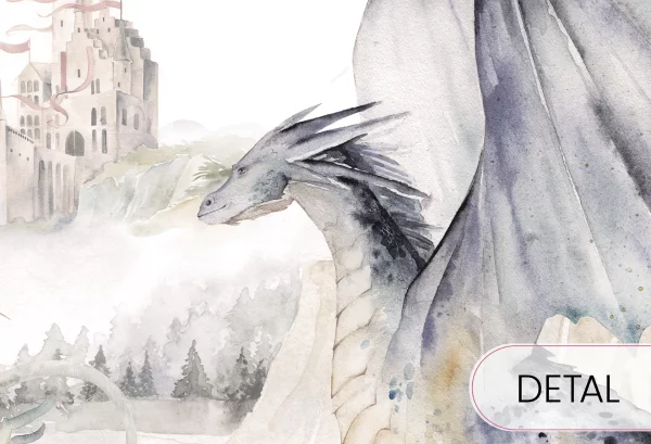 KRÓLESTWO SMOKÓW - tapeta dla dzieci z motywem fantasy - detal