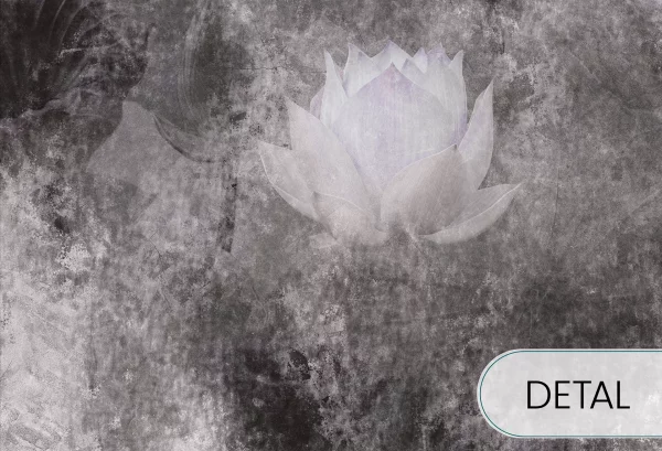 LOTUS BLOSSOM -  grey - tapeta do salonu w duże kwiaty - detal