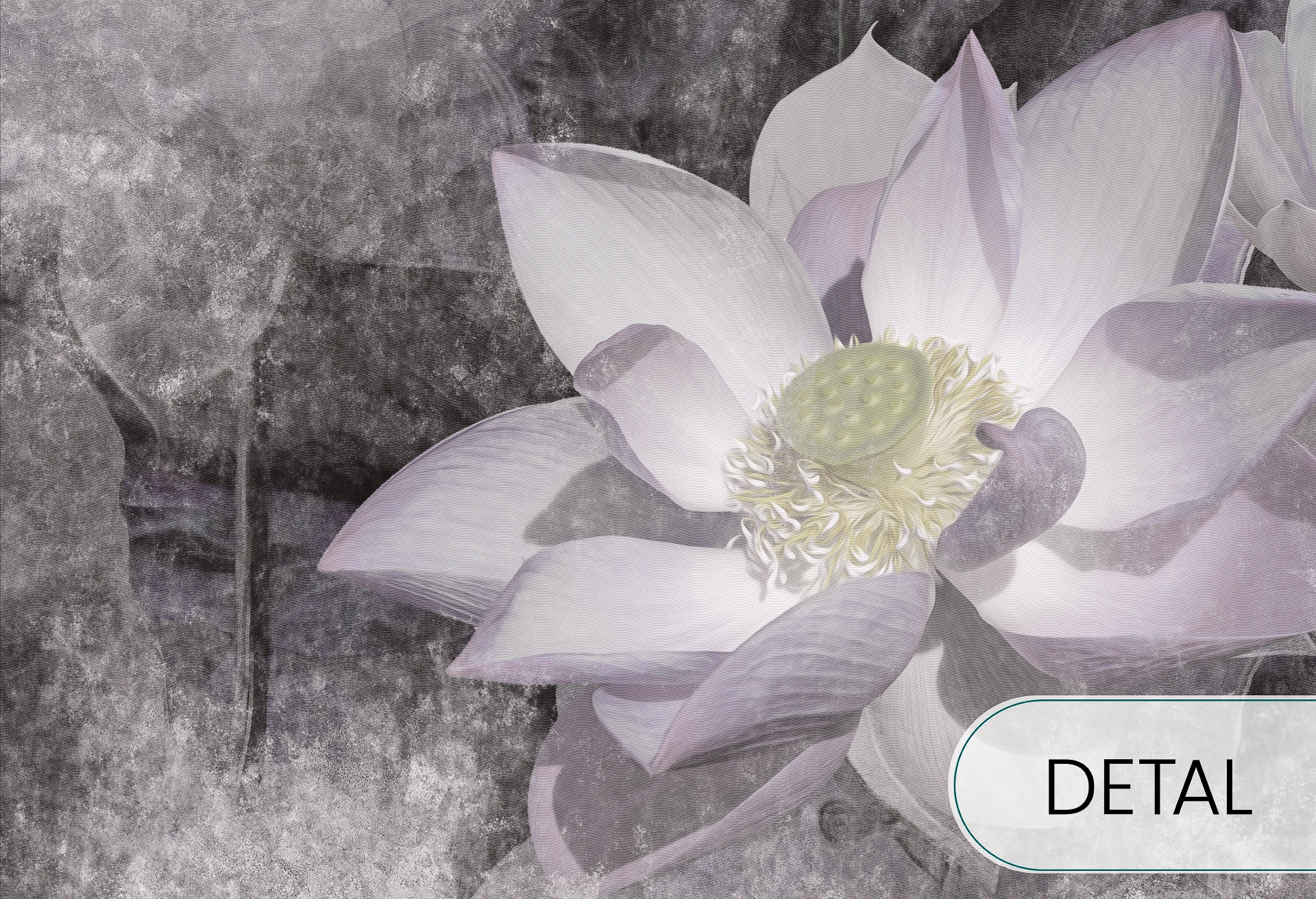 LOTUS BLOSSOM -  grey - tapeta do salonu w duże kwiaty