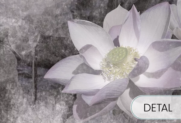 LOTUS BLOSSOM -  grey - tapeta do salonu w duże kwiaty - detal