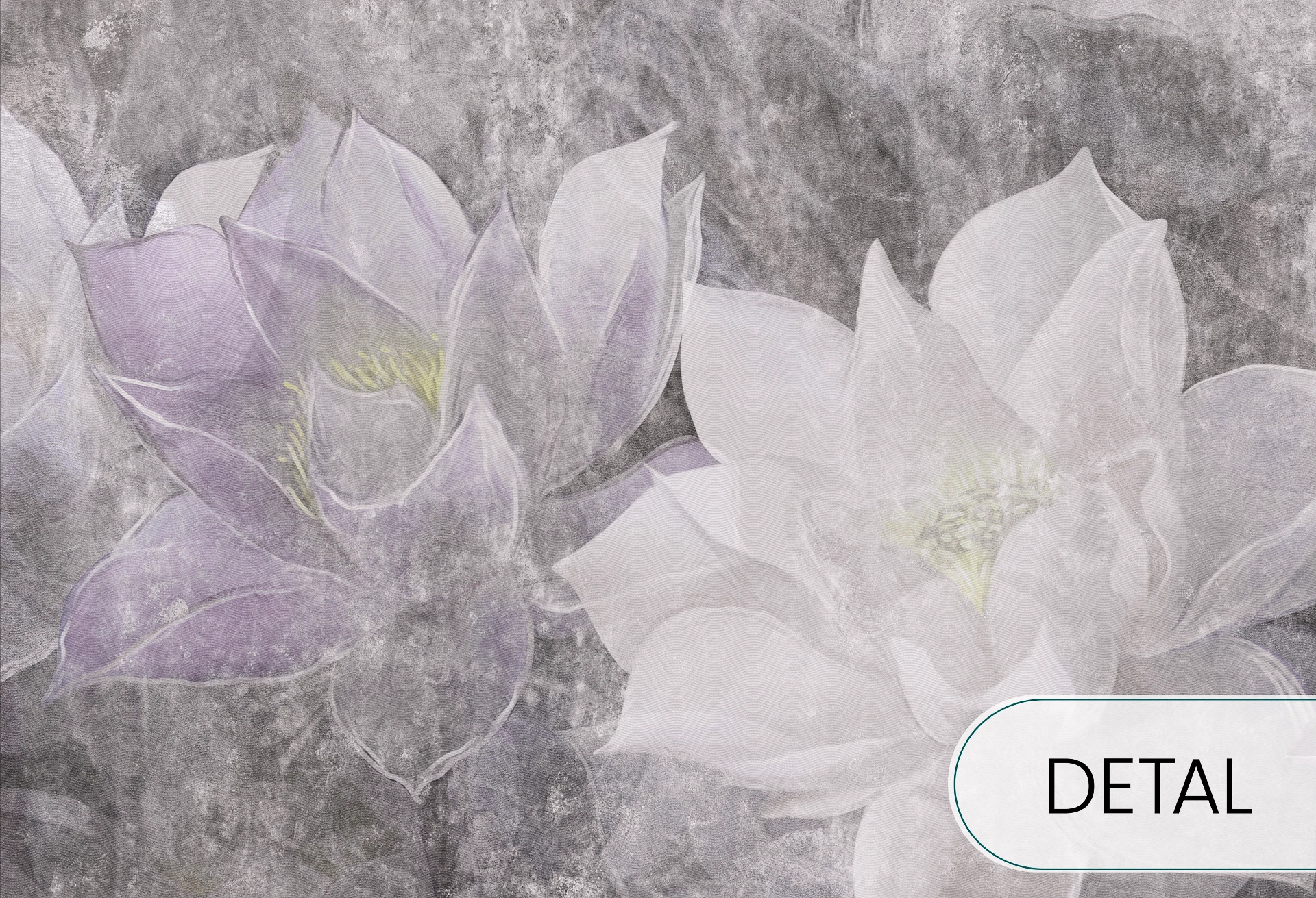 LOTUS BLOSSOM -  grey - tapeta do salonu w duże kwiaty