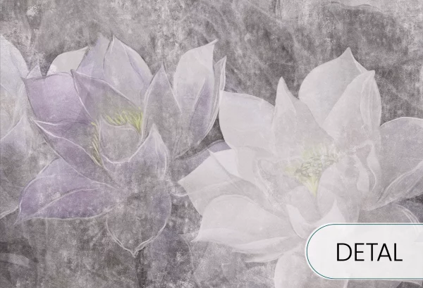 LOTUS BLOSSOM -  grey - tapeta do salonu w duże kwiaty - detal