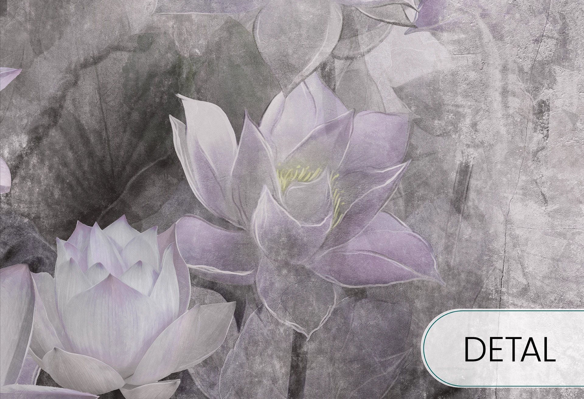 LOTUS BLOSSOM -  grey - tapeta do salonu w duże kwiaty