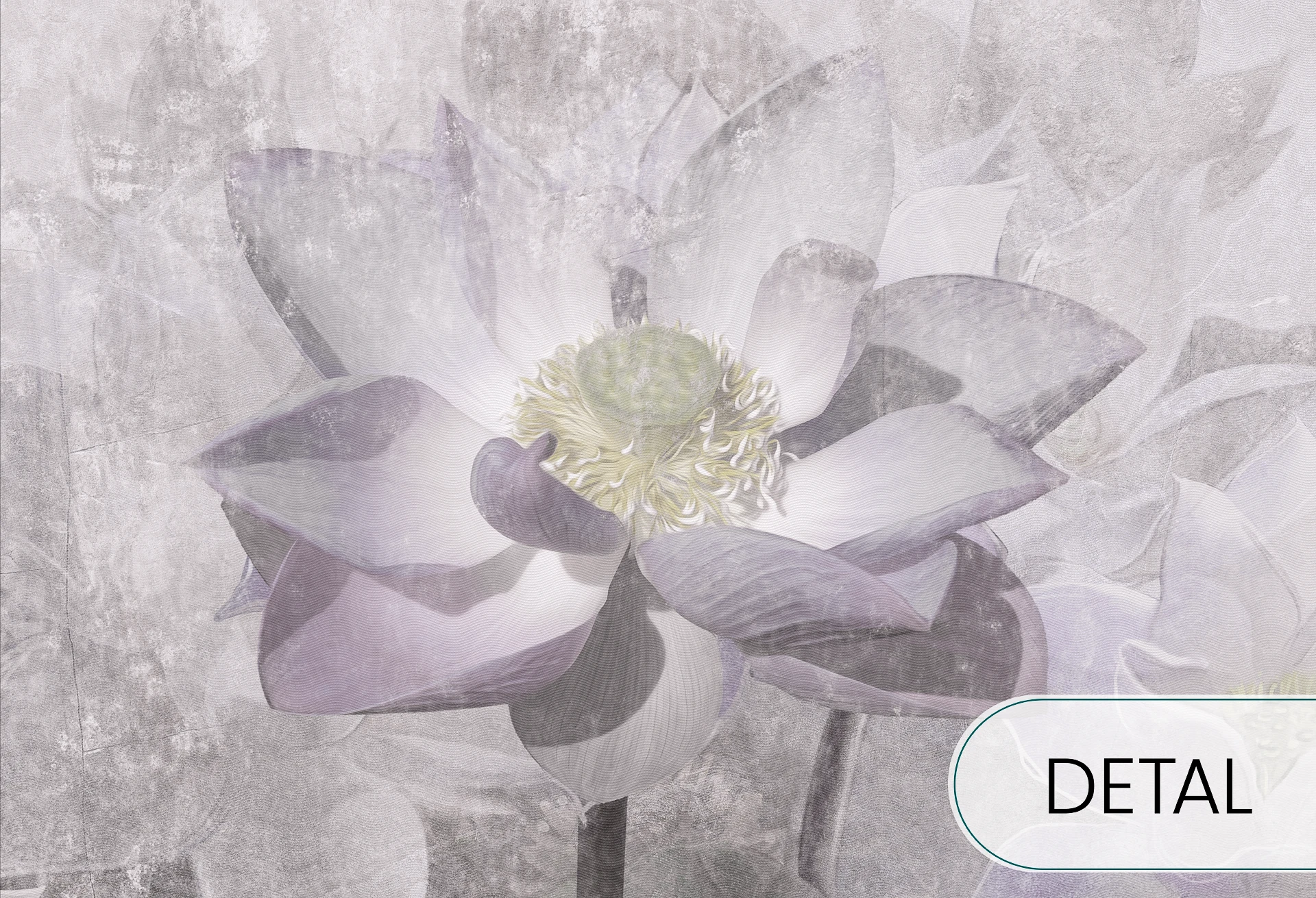 LOTUS BLOSSOM -  grey - tapeta do salonu w duże kwiaty