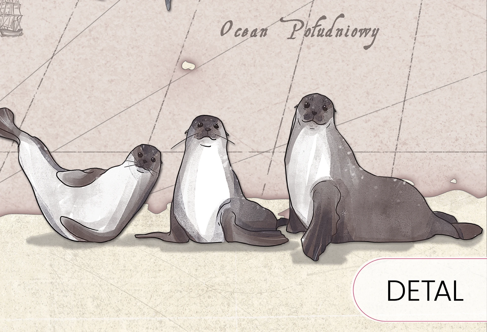 MAPS - desert rose - tapeta z mapą i zwierzętami