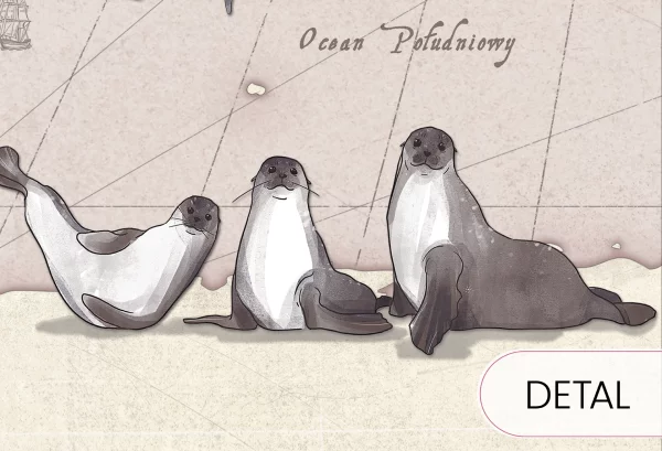 MAPS - desert rose - tapeta z mapą i zwierzętami - detal