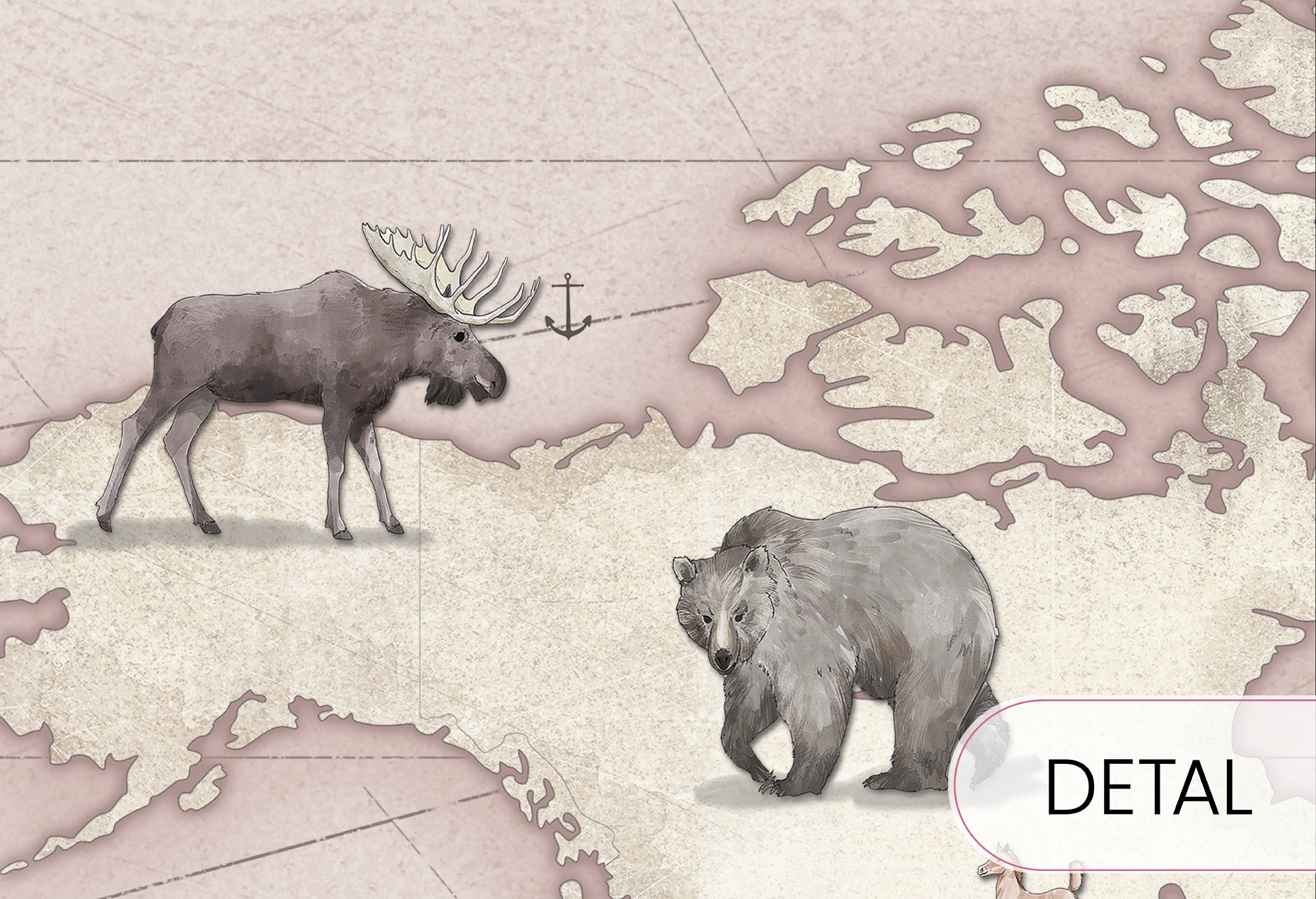 MAPS - desert rose - tapeta z mapą i zwierzętami