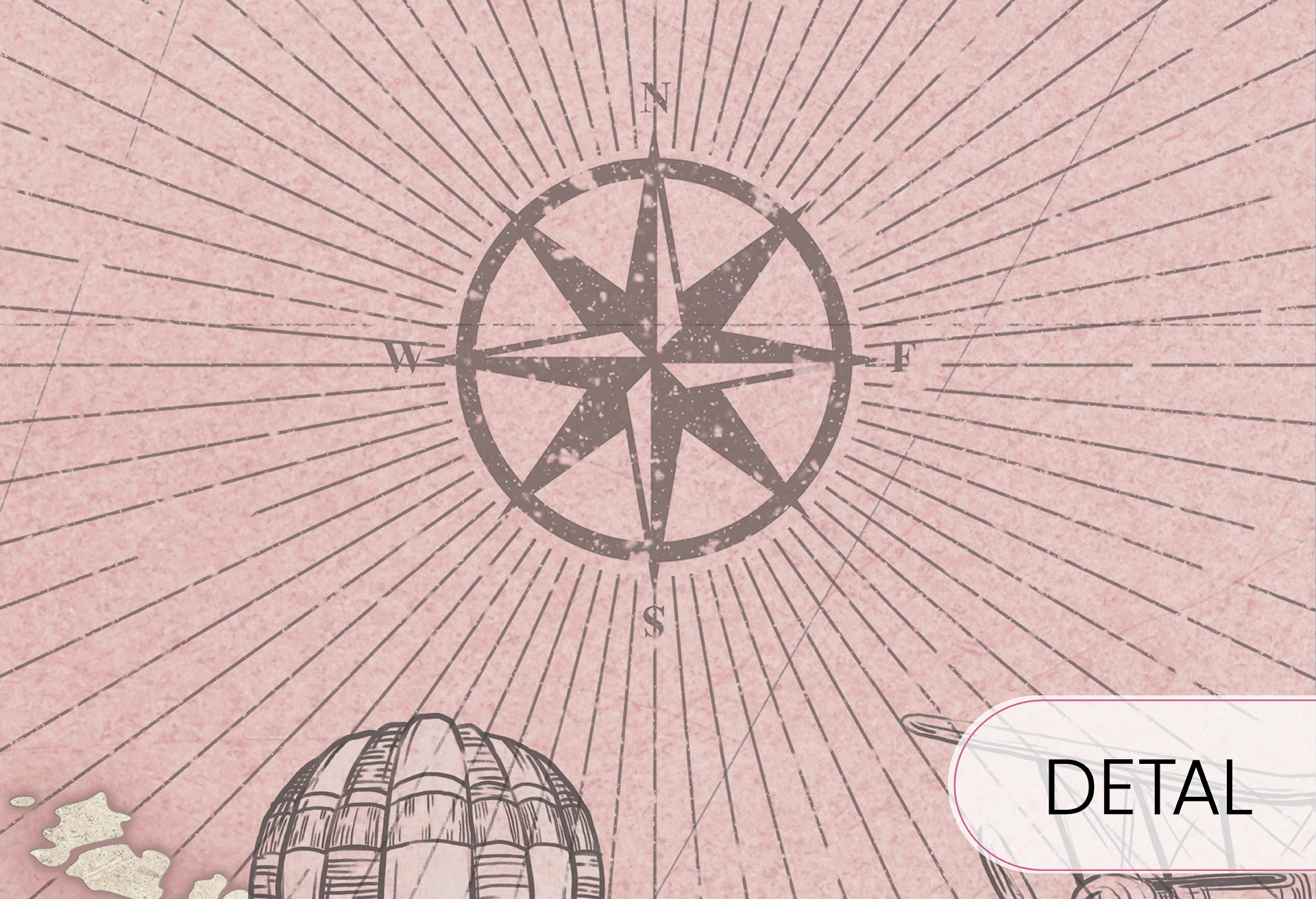 MAPS - rose - różowa tapeta z mapą i zwierzętami