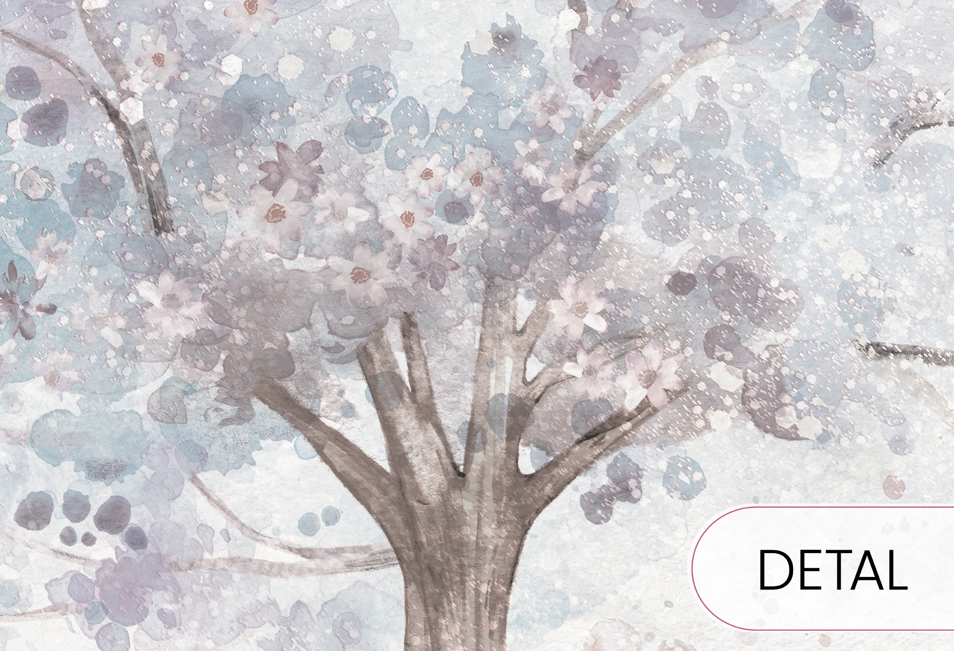 MERRY CHERRY - purple - tapeta dla dziewczynki z kwiatami i drzewem