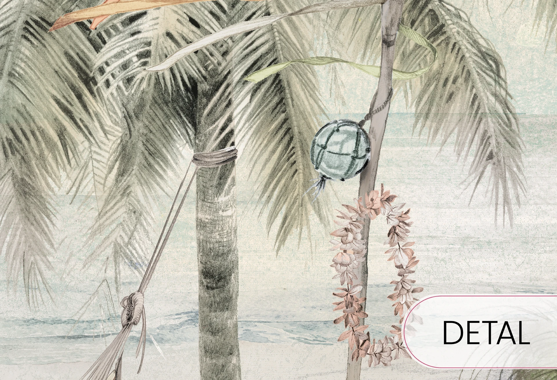 SURF CAMP - mint - wakacyjna tapeta do pokoju dziecięcego