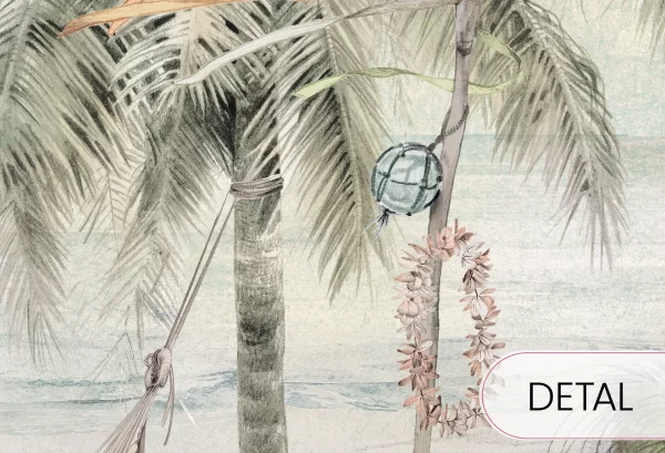 SURF CAMP - mint - wakacyjna tapeta do pokoju dziecięcego - detal