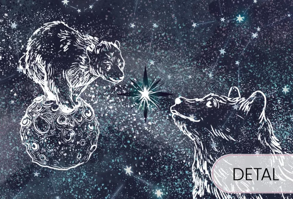 NOCNE NIEBO - niedźwiadki - stonowana tapeta do pokoju dziecięcego - detal