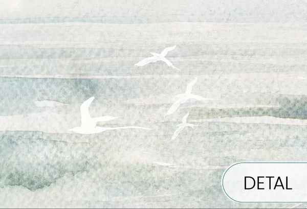 ON THE SEA - mint - tapeta w ptaki do sypialni lub salonu - detal