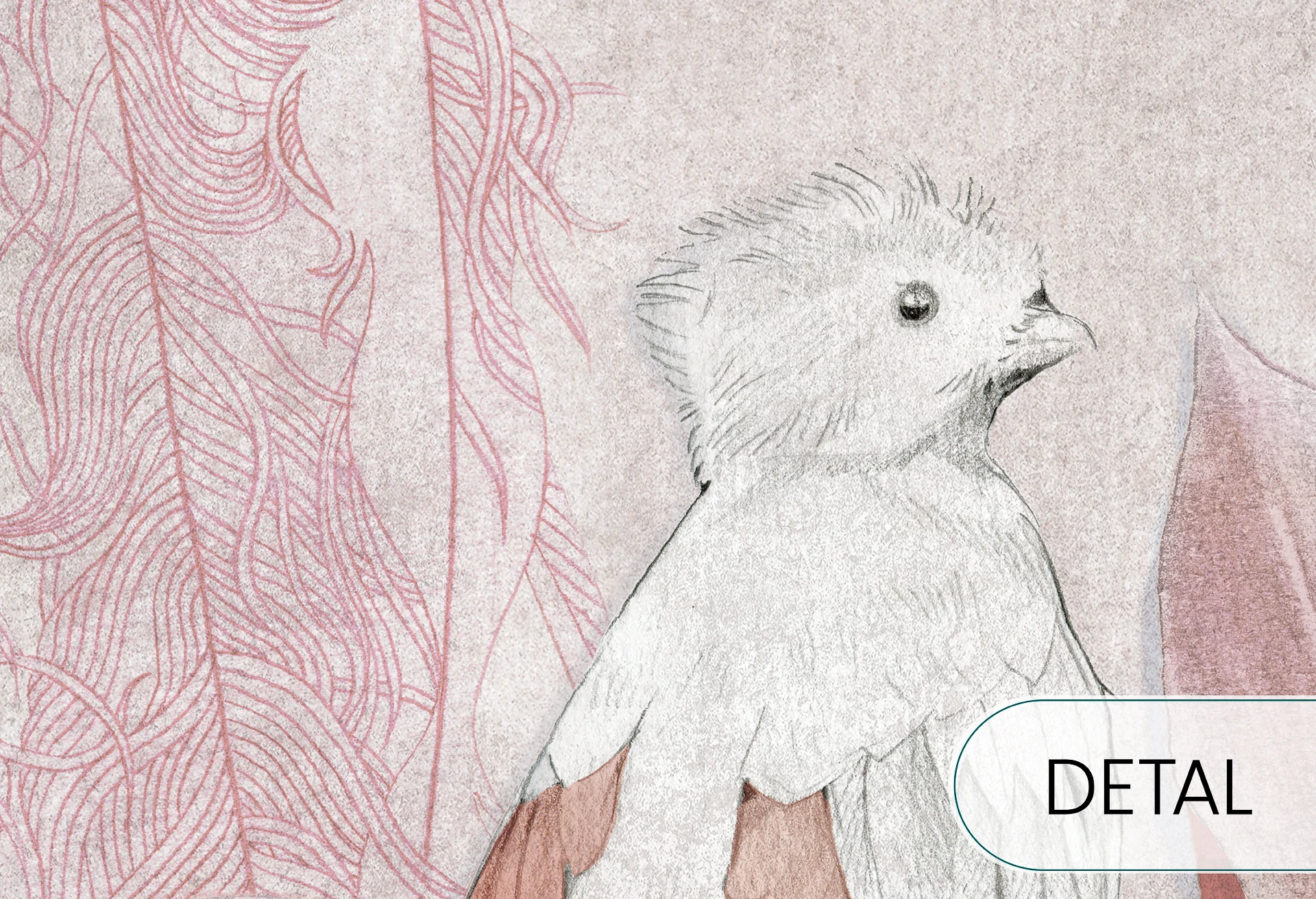 PANAMA - pink - tapeta w ptaki do pokoju młodzieżowego