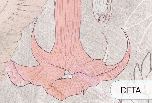 PANAMA - pink - tapeta w ptaki do pokoju młodzieżowego - detal